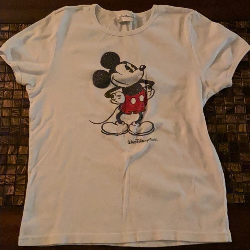 Small Women’s Glitter Mickey Mouse Shirt